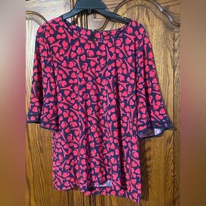 Karl Lagerfeld Paris Red and Blue Heart Pattern Top